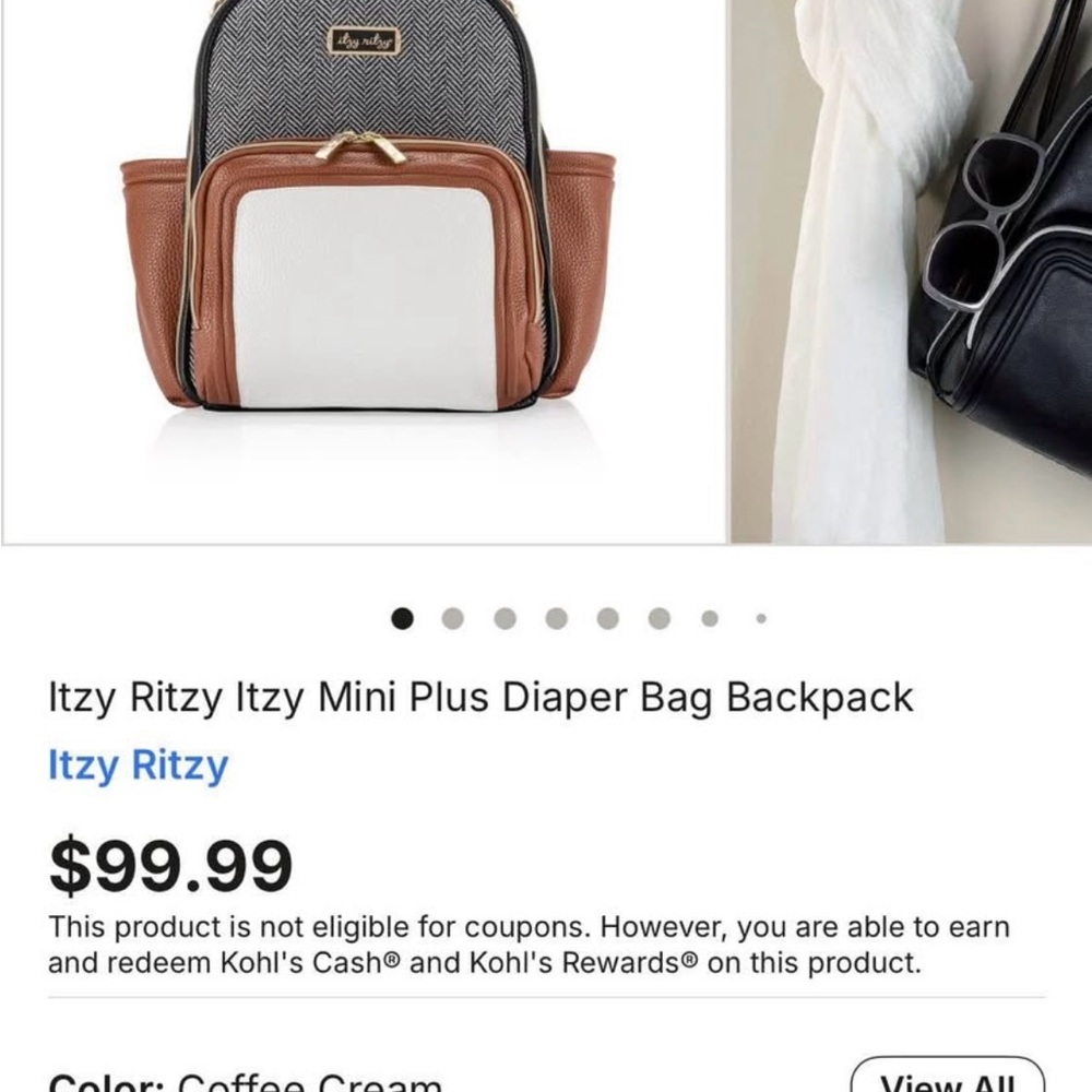 Itzy Ritzy Mini Plus Diaper Bag in Coffee and Cream